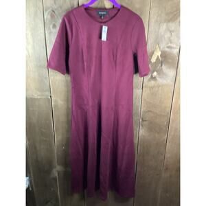 Banana Republic Short Sleeve Swing Dress Burgundy Size Small